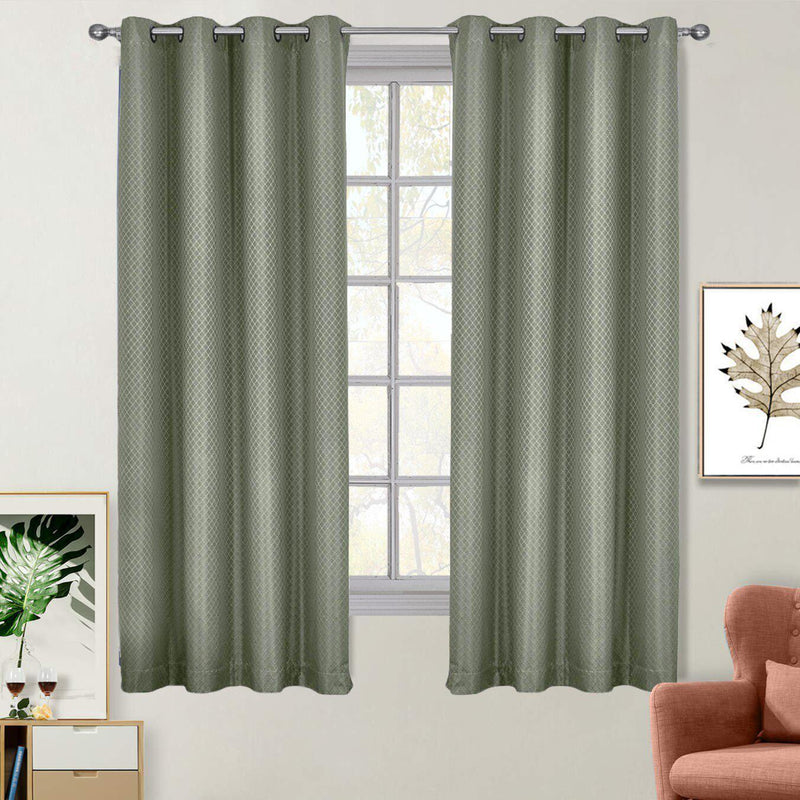 100% Blackout Curtain - Diamond Jacquard Woven Drape Theme (Set of 2)-Wholesale Beddings