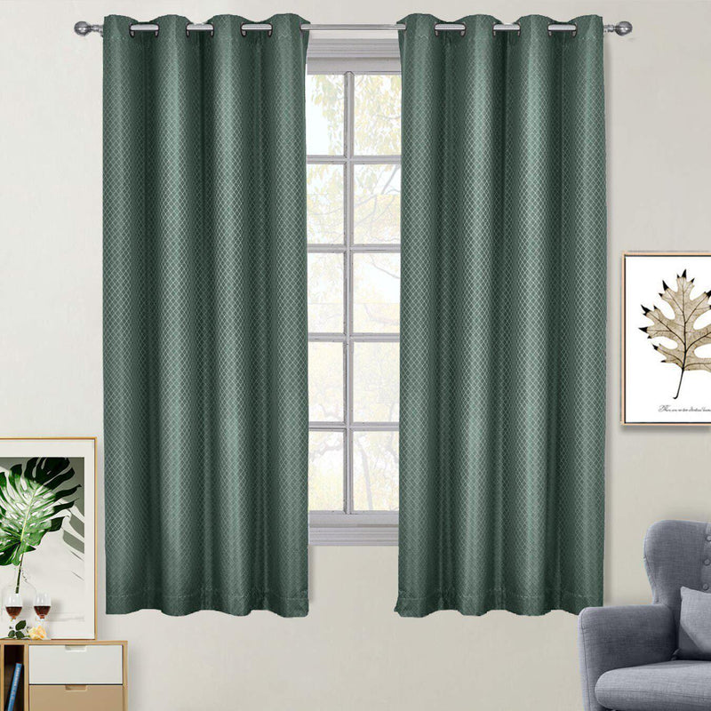 100% Blackout Curtain - Diamond Jacquard Woven Drape Theme (Set of 2)-Wholesale Beddings