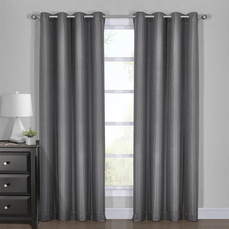 100% Blackout Curtain - Diamond Jacquard Woven Drape Theme (Set of 2)-Wholesale Beddings