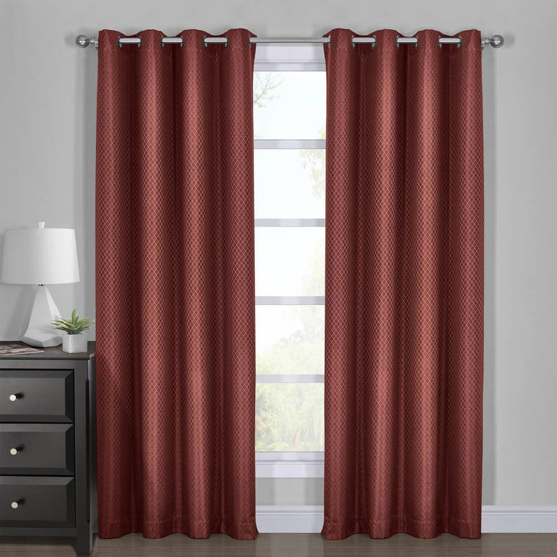 100% Blackout Curtain - Diamond Jacquard Woven Drape Theme (Set of 2)-Wholesale Beddings