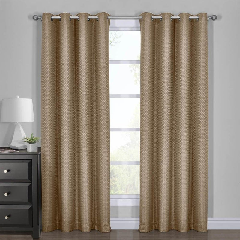 100% Blackout Curtain - Diamond Jacquard Woven Drape Theme (Set of 2)-Wholesale Beddings