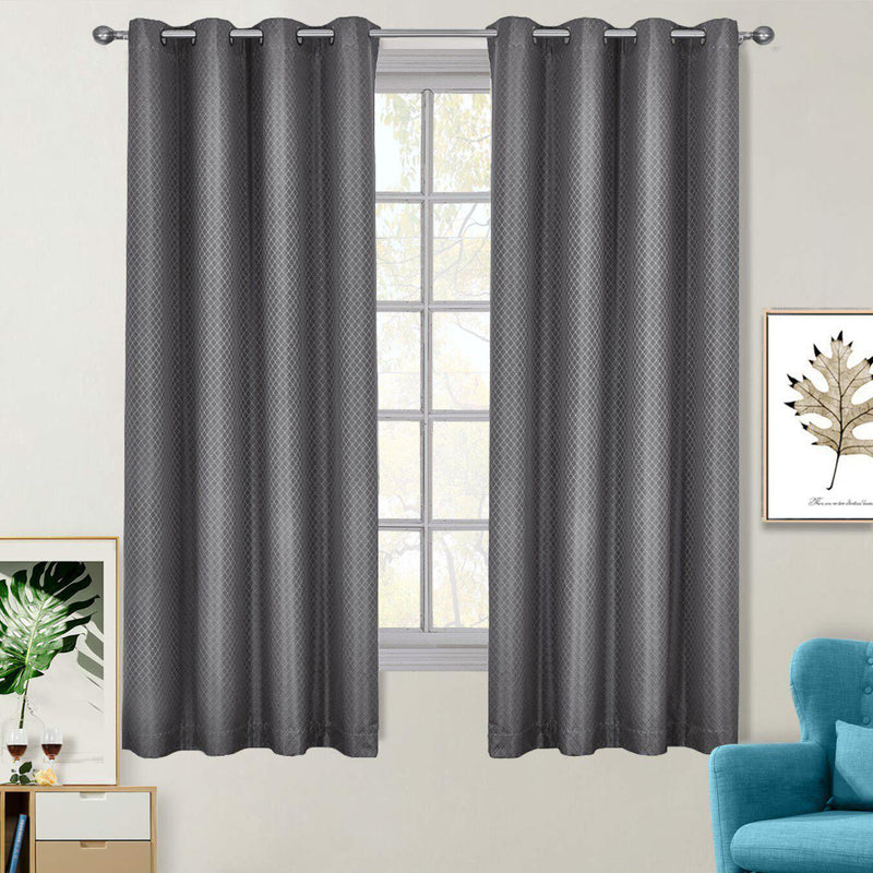 100% Blackout Curtain - Diamond Jacquard Woven Drape Theme (Set of 2)-Wholesale Beddings