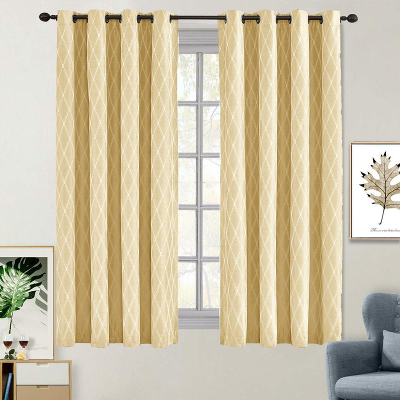 100% Blackout Curtain Jacquard Thermal Insulated Victoria Panels ( Set Of 2)-Wholesale Beddings