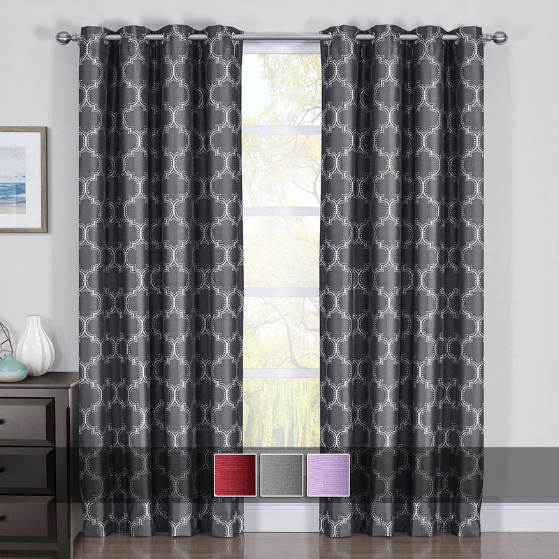 100% Blackout Curtain Panels Alana - Woven Jacquard Triple Pass Thermal Insulated (Set of 2 Panels)-Wholesale Beddings