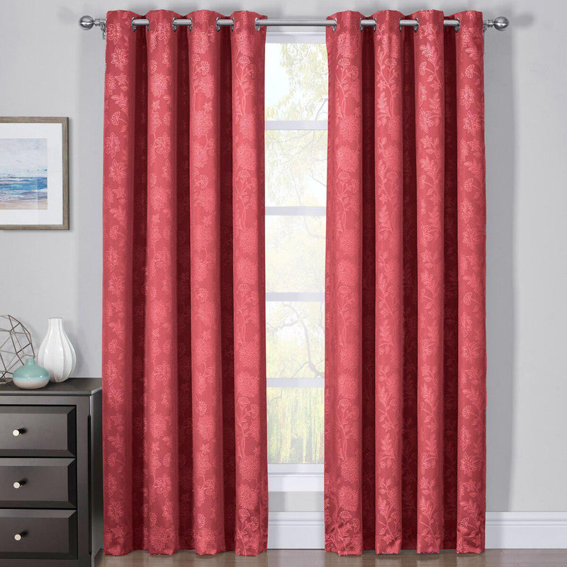 100% Blackout Curtain Panels Fannie - Woven Jacquard Triple Pass Thermal Insulated (Set of 2 Panels)-Wholesale Beddings