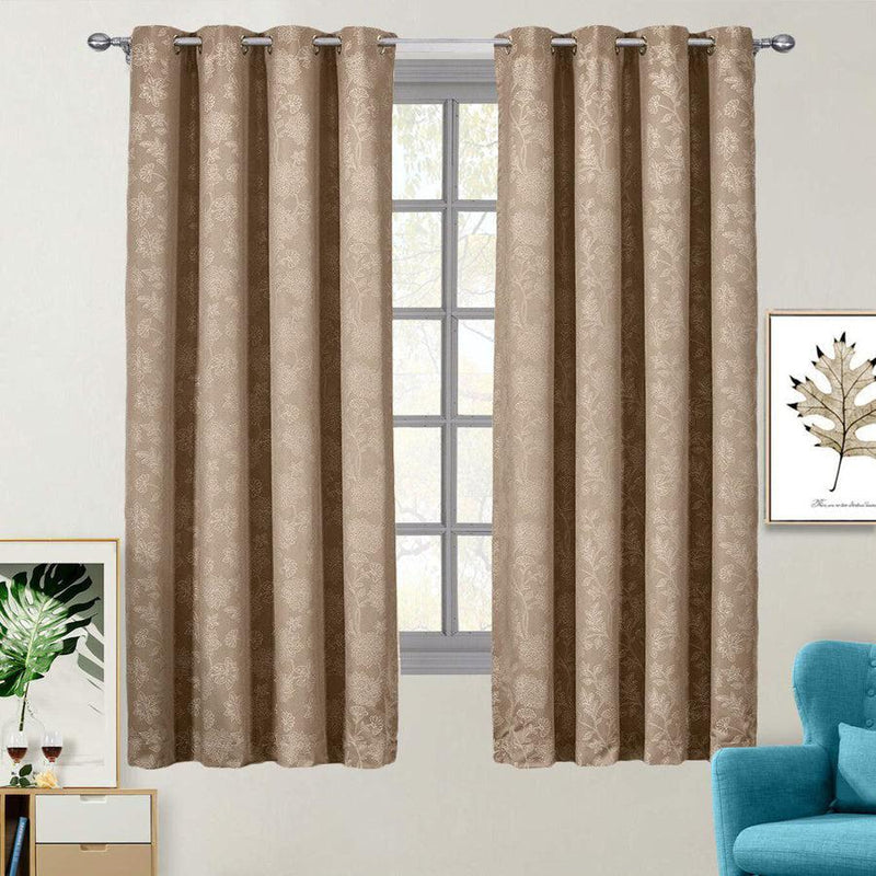 100% Blackout Curtain Panels Fannie - Woven Jacquard Triple Pass Thermal Insulated (Set of 2 Panels)-Wholesale Beddings