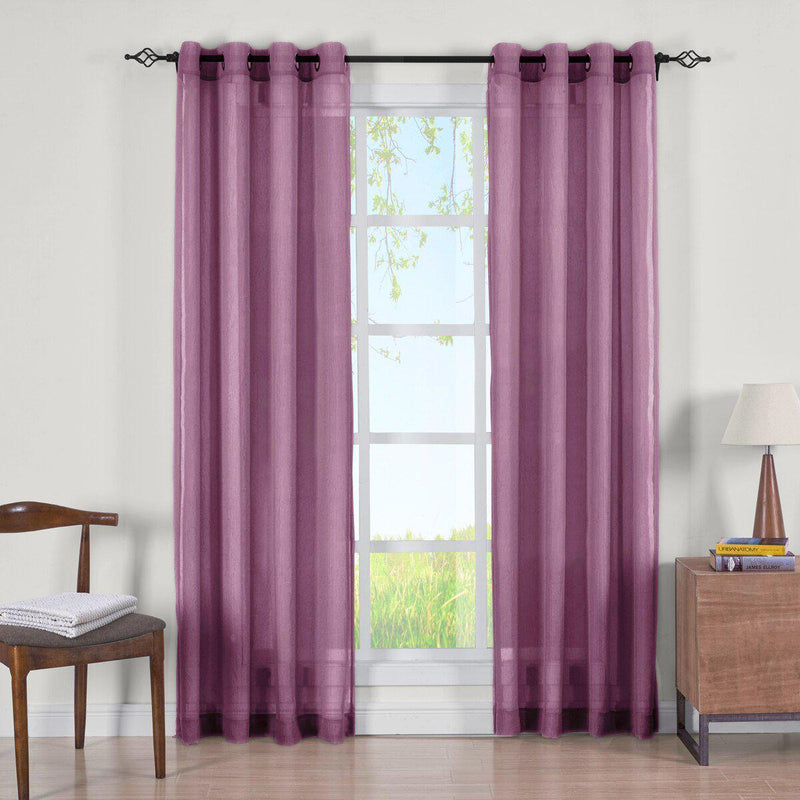 Abri Grommet Crushed Sheer Curtain Panels (Set of 2)-Wholesale Beddings