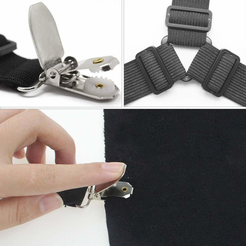 4pcs Black Bed Sheet Fasteners With Adjustable Bed Sheet Clips And