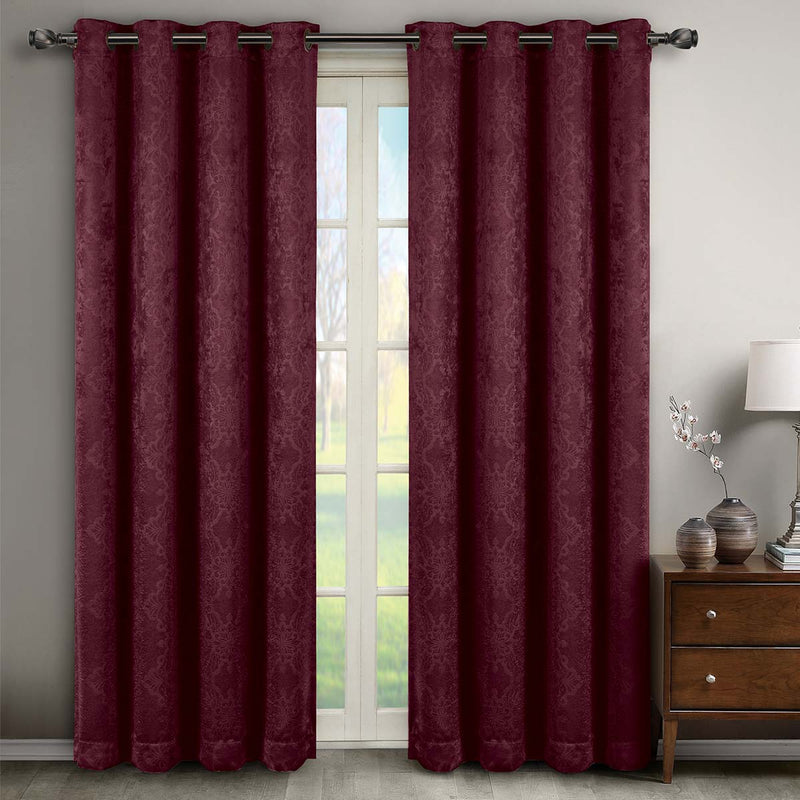 Bella Blackout Weave Paisley Grommet Curtain Panels (Set of 2)-Wholesale Beddings