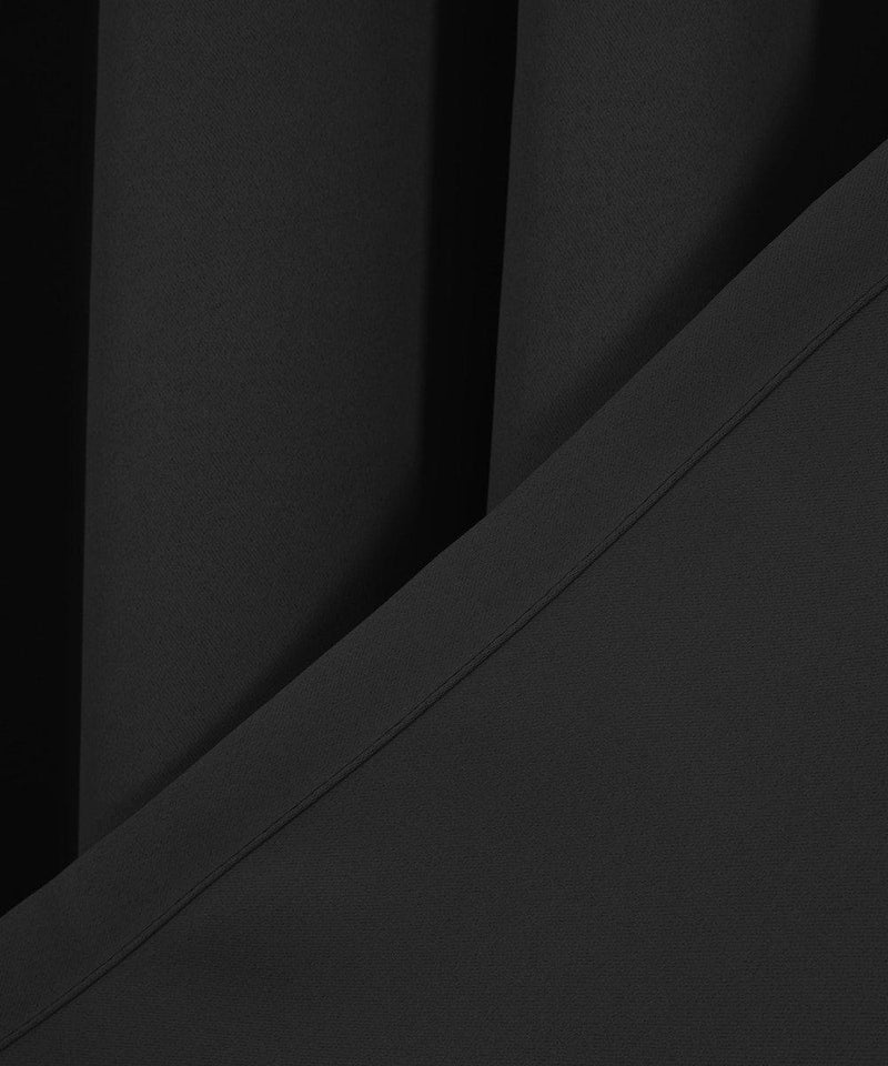 Black Ava Grommet Blackout Weave Curtain Panels With Tie Backs Pair (Set Of 2)-Wholesale Beddings