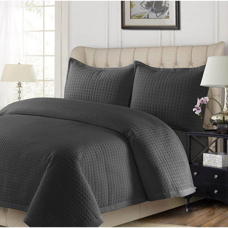 Black Coverlet / Bedspread Set Reversible-Wholesale Beddings