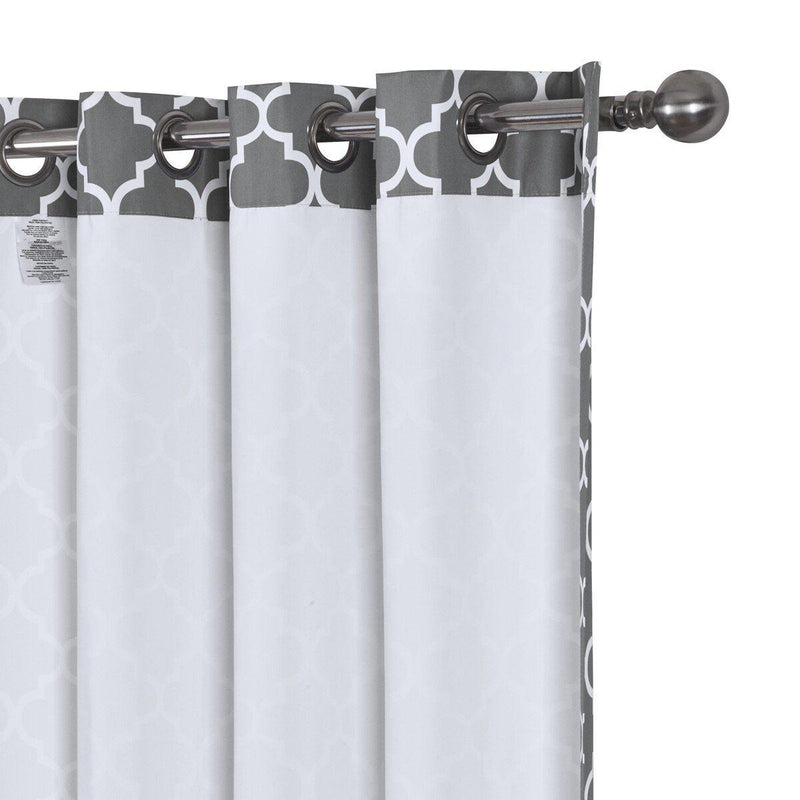 Black & Gray Meridian Thermal Grommet Room-Darkening Curtains (Set of 2 Panels)-Wholesale Beddings
