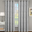 Blair Damask Floral Curtains Jacquard Drapes Grommet Top Panels (Set of 2)-Wholesale Beddings