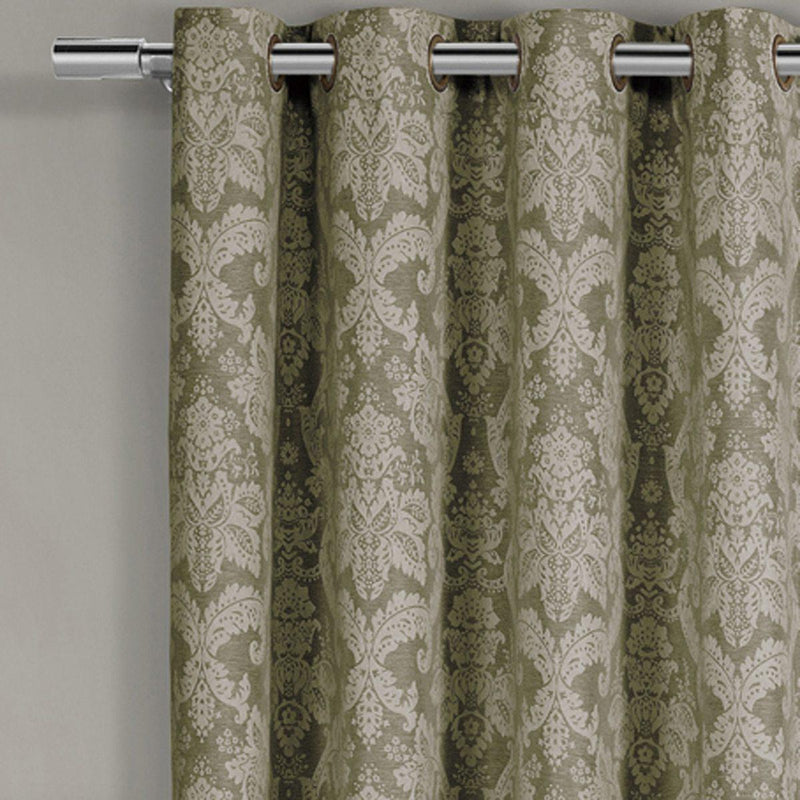 Blair Damask Floral Curtains Jacquard Drapes Grommet Top Panels (Set of 2)-Wholesale Beddings