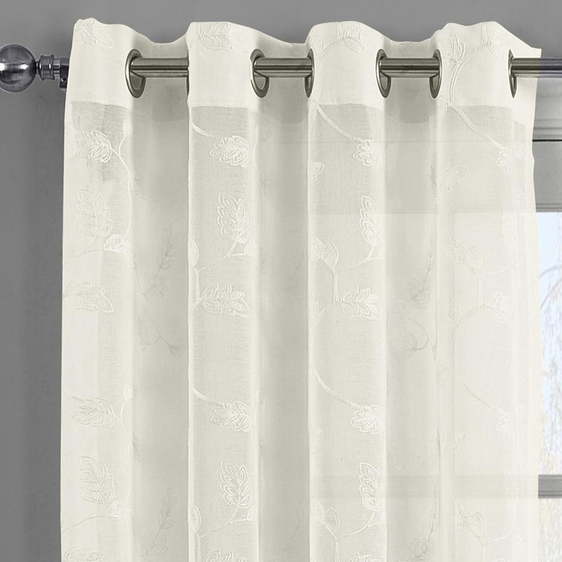 Brook Embroidered Grommet Top Sheer Window Curtain Pair (Set of 2 )-Wholesale Beddings