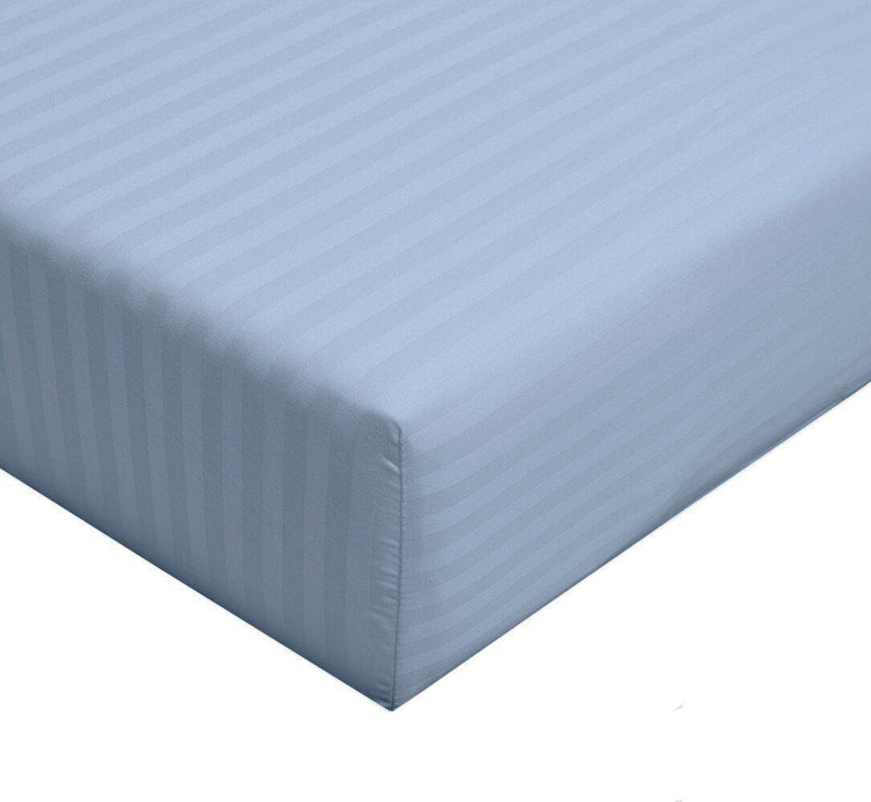 California King 100% Cotton Fitted Sheet 300 Thread Count Damask Striped ( Fitted Sheet Only)-Wholesale Beddings