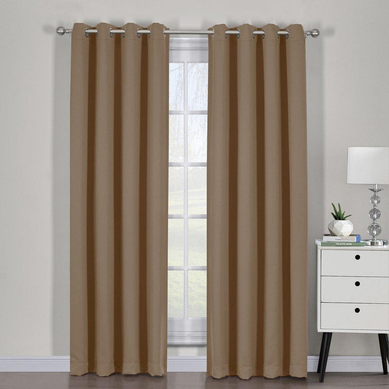 Cappuccino Ava Blackout Weave Curtain Panels With Tie Backs Pair (Set Of 2)-Wholesale Beddings