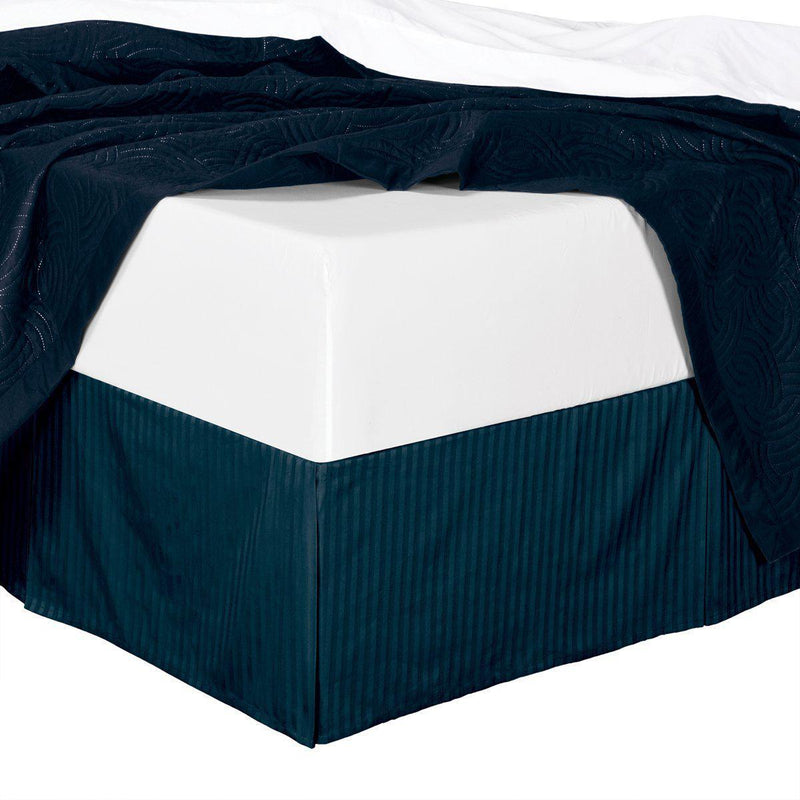 Combed Cotton Split Corners Damask Stripe Bed Skirts-Wholesale Beddings