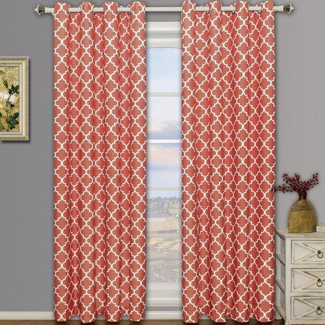 Coral Meridian Room-Darkening Thermal Insulated Curtain Pair (Set of 2 Panels)-Wholesale Beddings