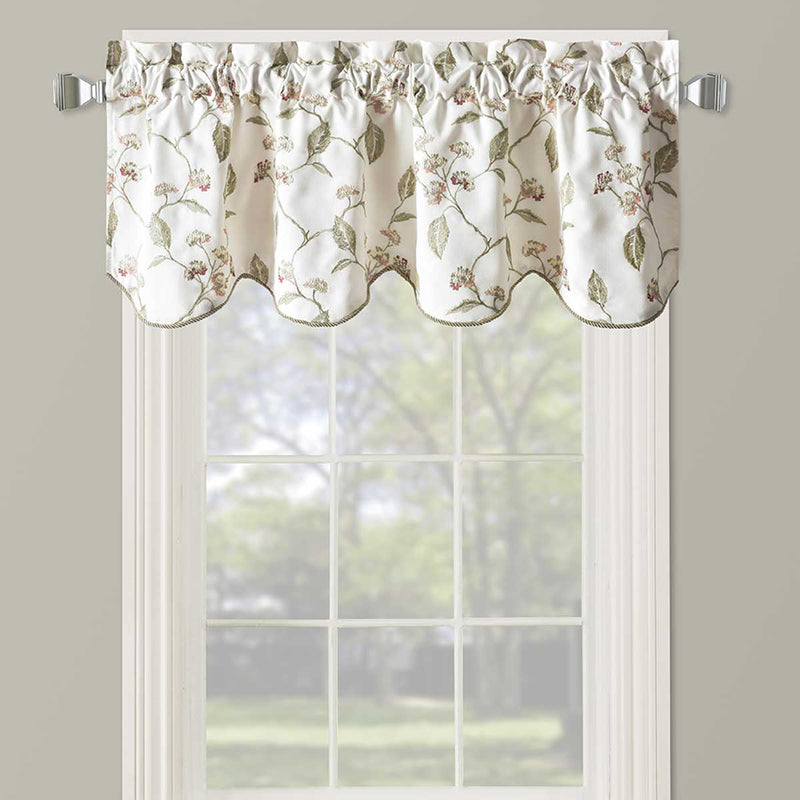 Doris Lined Valance Scalloped Decorative Rope Embroidered 52"Wx17"L (Single)-Wholesale Beddings