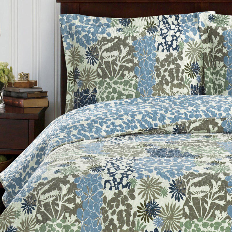 Elena Green Forest Bedspread Oversized Reversible Quilt Set (Full/Queen)-Wholesale Beddings