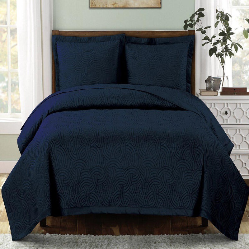 Emerson Ornamental Design Solid Quilted Coverlet Sets-Wholesale Beddings
