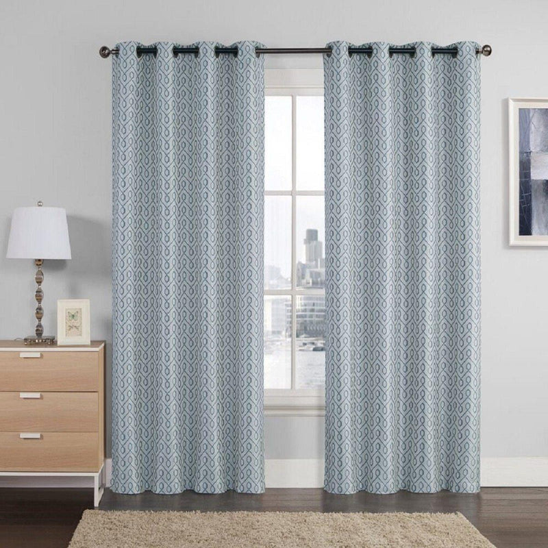Empress Embroidered 110Wx90L Curtains With Grommet Top Jacquard Drapes (Set of 2)-Wholesale Beddings