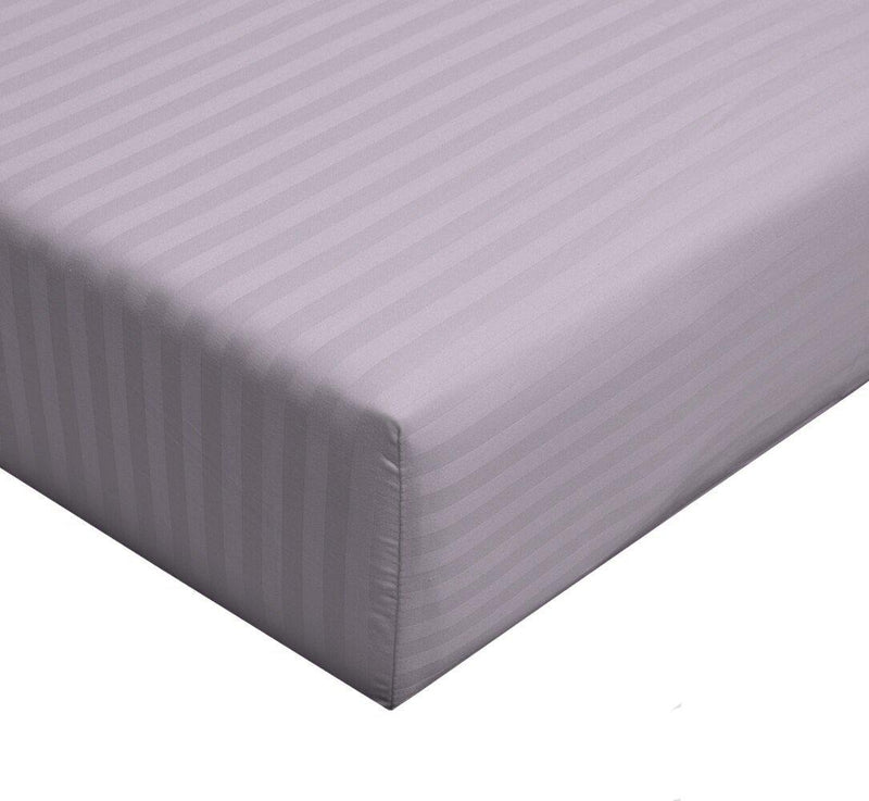 Full Size 100% Cotton Fitted Sheet 300 Thread Count Damask Striped ( Fitted Sheet Only)-Wholesale Beddings