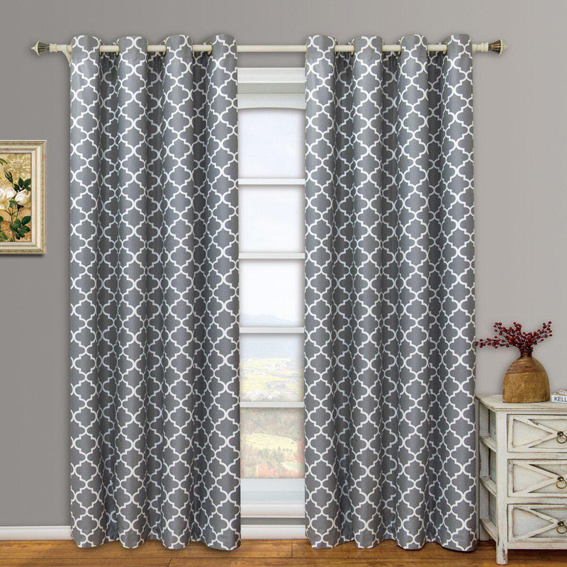 Gray Meridian Room-Darkening Thermal Insulated Curtain Pair (Set of 2 Panels)-Wholesale Beddings