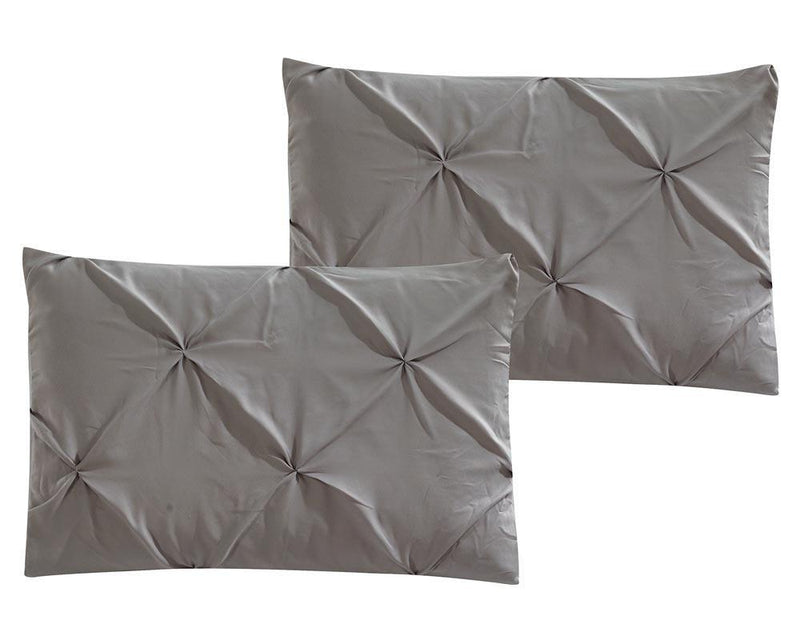 Gray Oxford Double Needle Luxury Soft Pinch Pleated Comforter Set-Wholesale Beddings