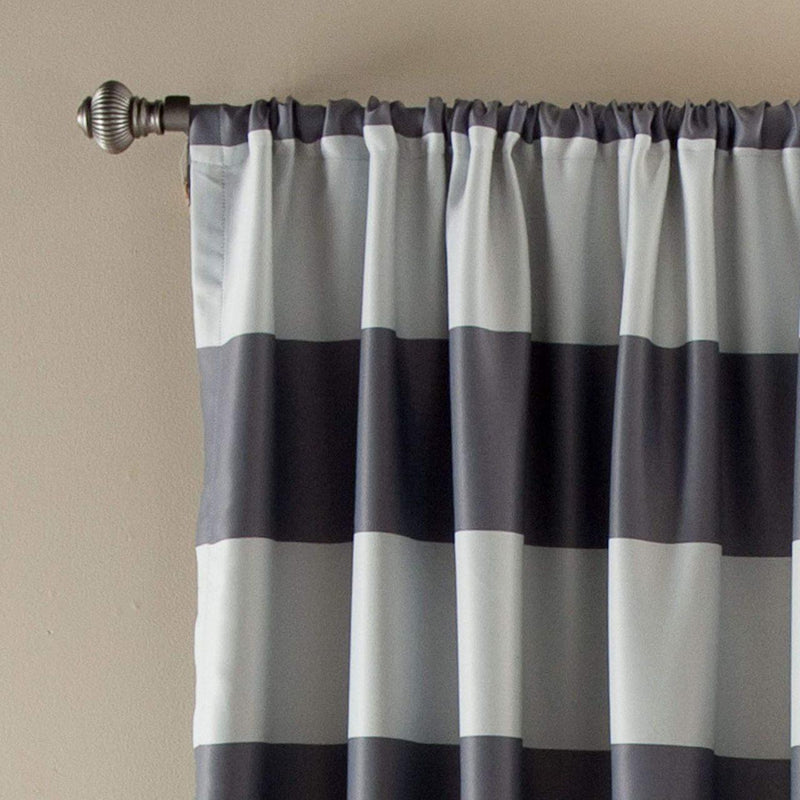 Grey Stripe Room Darkening 52 X 84 Inch Window Curtain ( Set of 2 )-Wholesale Beddings