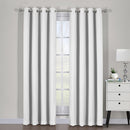 Greyish White Ava Grommet Blackout Weave Curtains Panels With Tie Backs Pair (Set Of 2)-Wholesale Beddings