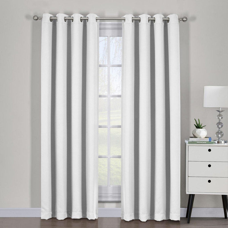 Greyish White Ava Grommet Blackout Weave Curtains Panels With Tie Backs Pair (Set Of 2)-Wholesale Beddings