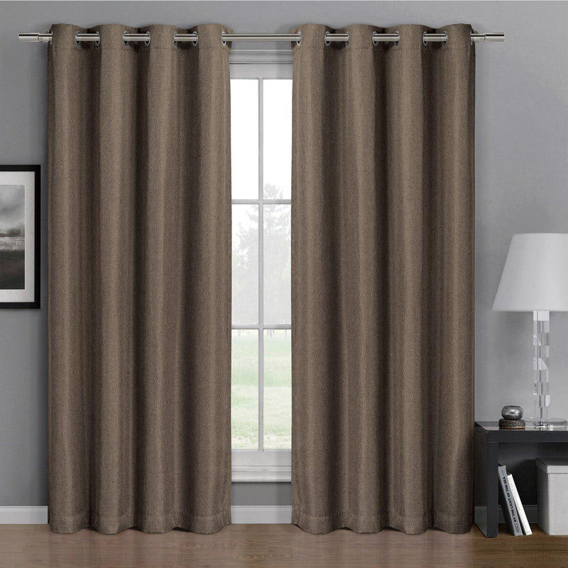 Gulfport Faux Linen Blackout Weave Curtains With Grommets Single Panel-Wholesale Beddings