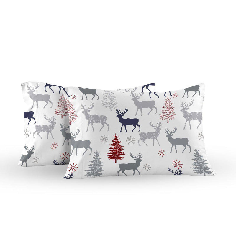Heavyweight Printed Flannel Sheets 170GSM - Christmas Deer-Wholesale Beddings