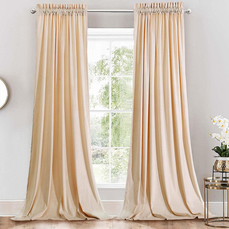 Heavyweight Velvet Curtain Rod Pocket Panels (Set of 2)-Wholesale Beddings