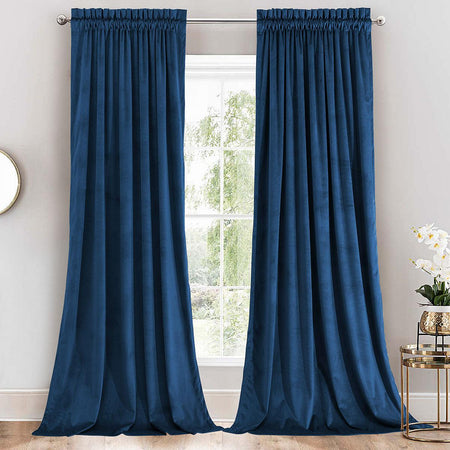 Heavyweight Velvet Curtain Rod Pocket Panels (Set of 2)-Wholesale Beddings