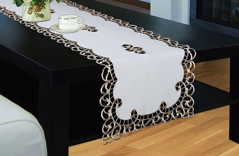 Holland Table Runner, Luxury Embroidered and Hand Cutwork Table Runner, Top Dinner Kitchen Table Runner-Wholesale Beddings
