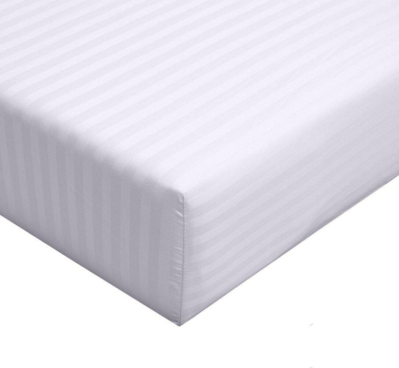 King 100% Cotton Fitted Sheet 300 Thread Count Damask Striped ( Fitted Sheet Only)-Wholesale Beddings