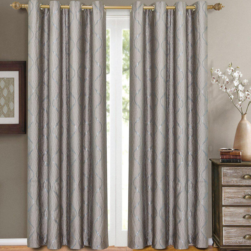 Laguna Contemporary Swirl Jacquard Curtain Panels With Top Grommets (Pair)-Wholesale Beddings