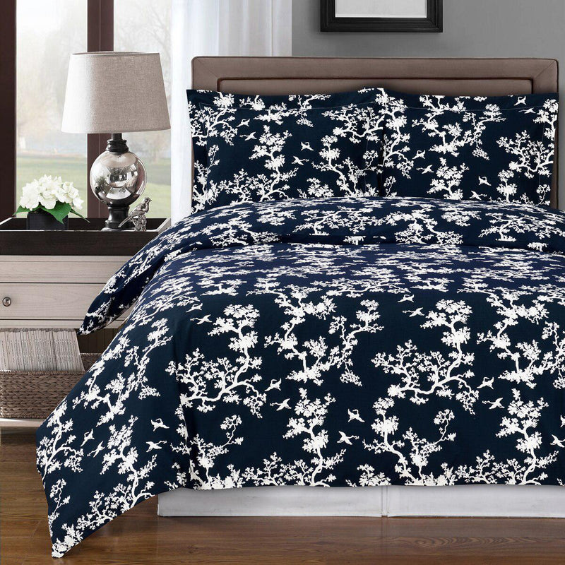Lucy Navy Cotton Duvet Cover Set-Wholesale Beddings