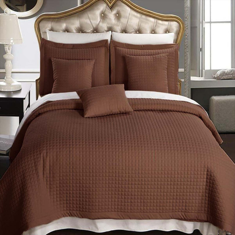 Luxury Checkered Quilted Wrinkle-Free 4-6 Piece Quilted Coverlet Sets-Wholesale Beddings