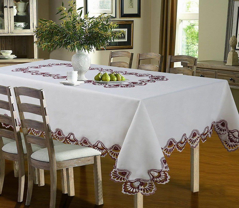 Luxury Crest Embroidered Table cloth, Top Dinner Kitchen Table Cover-Wholesale Beddings
