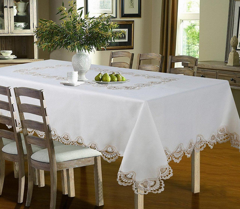 Luxury Crest Embroidered Table cloth, Top Dinner Kitchen Table Cover-Wholesale Beddings