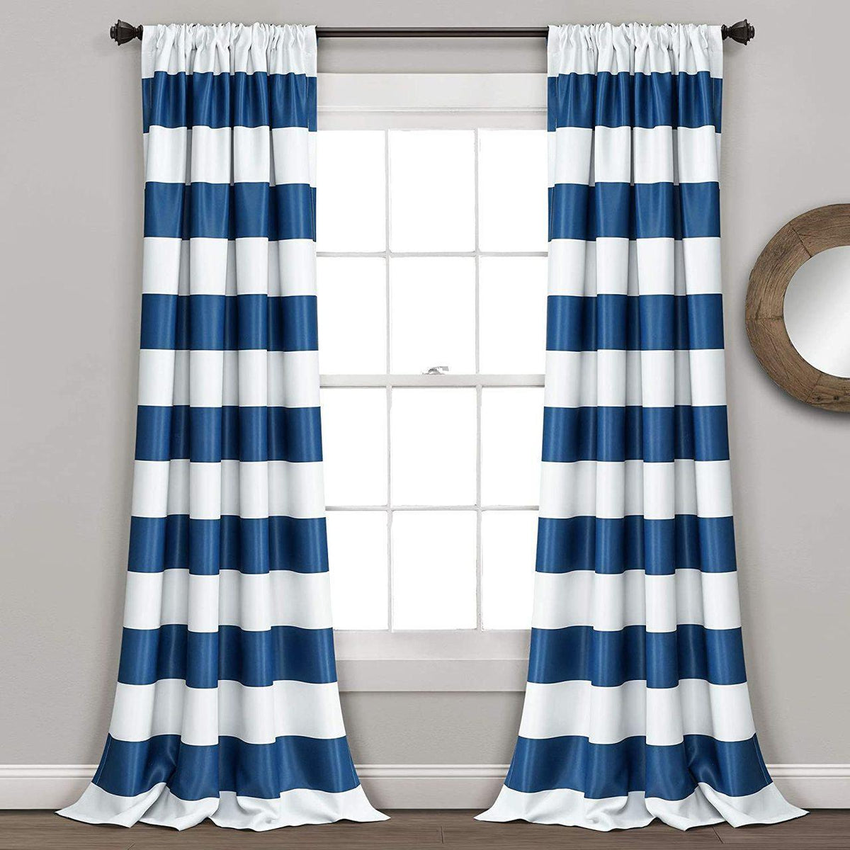 Navy striped curtains hotsell