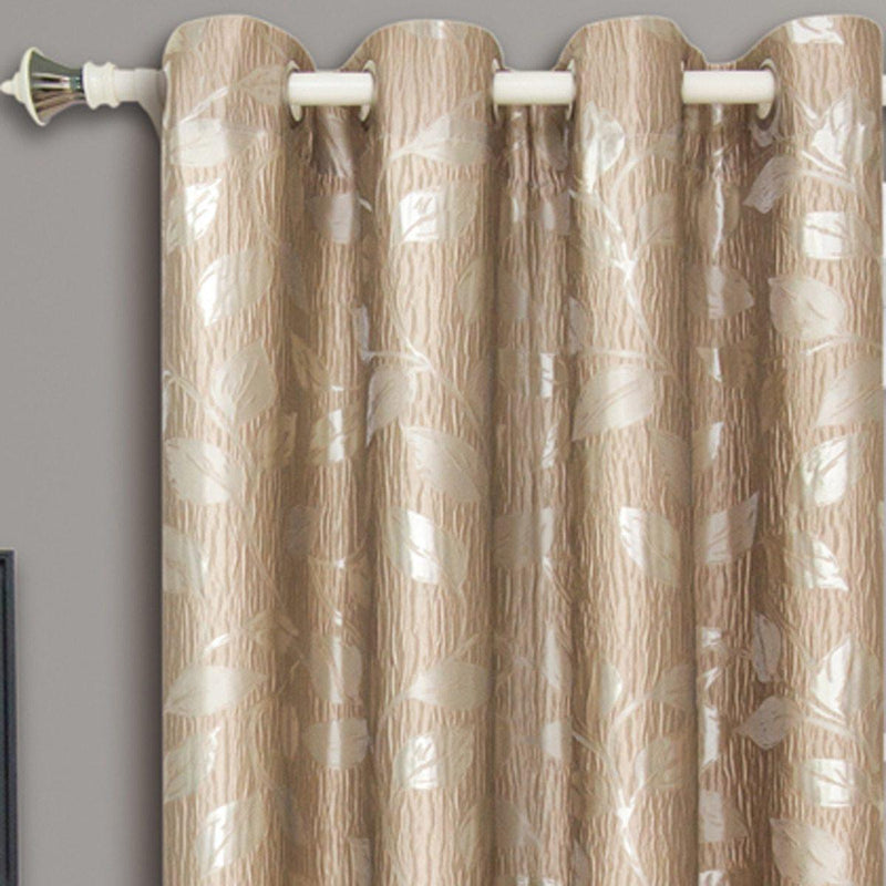 Pair Charlotte Leafy Jacquard Drapes Grommet Window Curtains (Set of 2 Panels)-Wholesale Beddings