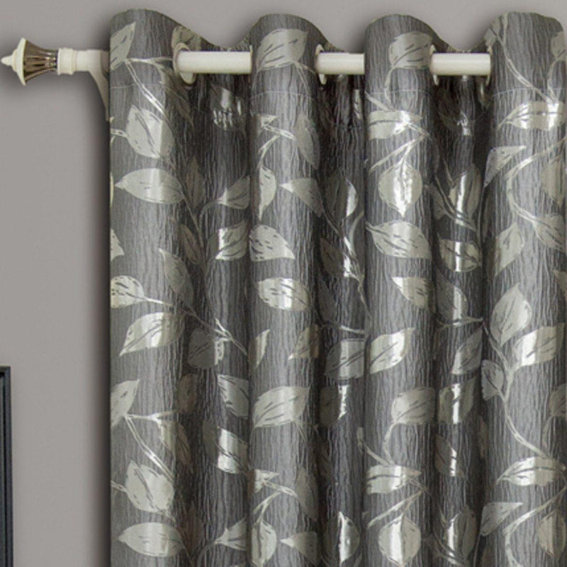 Pair Charlotte Leafy Jacquard Drapes Grommet Window Curtains (Set of 2 Panels)-Wholesale Beddings