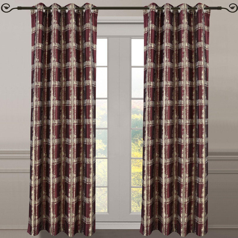 Pair (Set of 2) Top Grommet Window Curtain Panels Abstract Jacquard Studio, 104 Inches Total Width-Wholesale Beddings