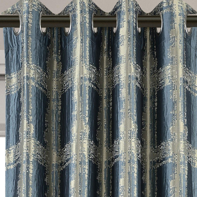 Pair (Set of 2) Top Grommet Window Curtain Panels Abstract Jacquard Studio, 104 Inches Total Width-Wholesale Beddings