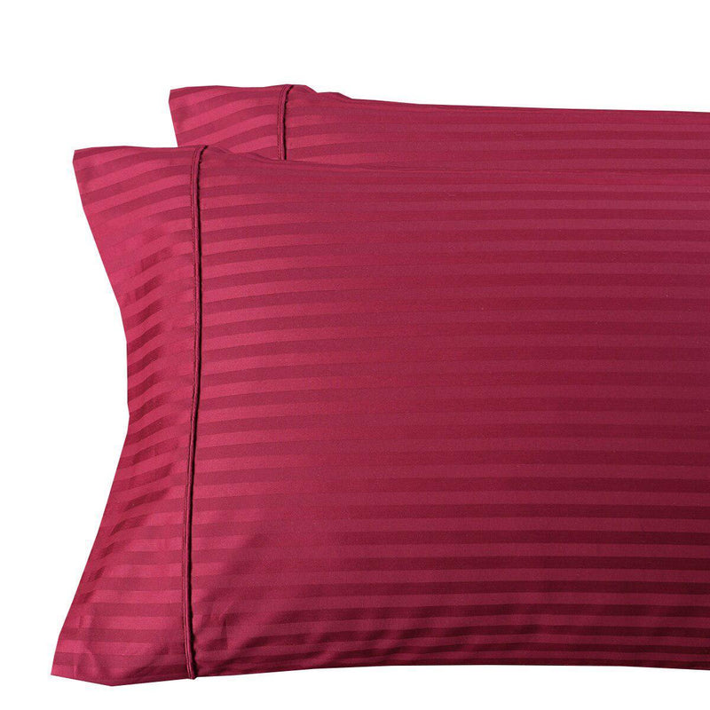 Pair Standard Or King Pillowcases 300Tc 100% Cotton Damask Striped-Wholesale Beddings